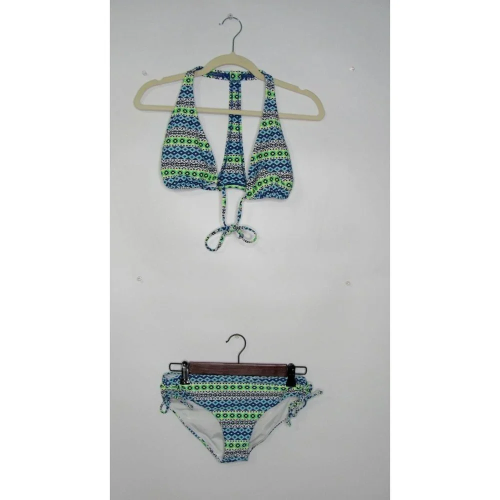 Gap Body Bikini Blue Geo T Back Sm Top XS Bottoms